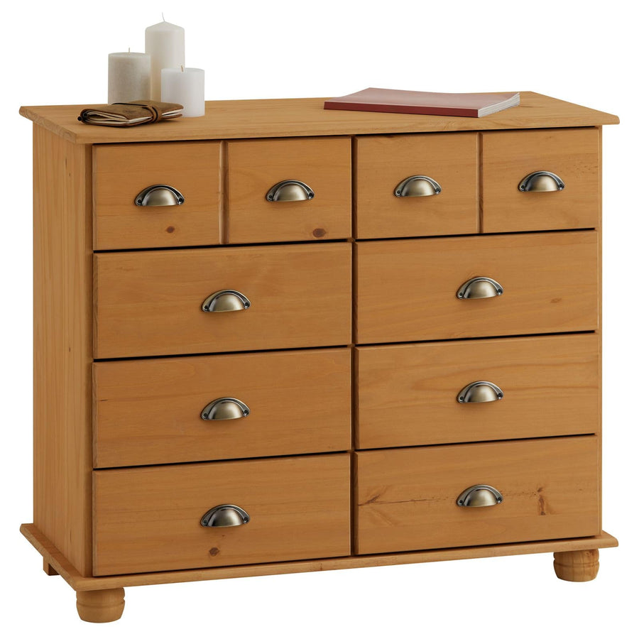 IDIMEX Commode Chambre Colmar L 92 cm 8 tiroirs en Bois Massif Brun chiffonnier apothicaire Rangement avec poignées en métal IDIMEX Commode Chambre Colmar L 92 cm 8 tiroirs en Bois Massif Brun chiffonnier apothicaire Rangement avec poignées en métal