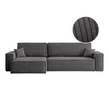 LOUNGITUDE Canapé Farah d'angle Max réversible et Convertible 5 Places en Velours côtelé