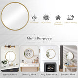 WOLTU Miroir Maquillage Mural Ø60cm, Doré, Rond avec Cadre en Métal, Décoratif, Moderne, Suspendu pour Salle de Bain, Chambre, Salon, Couloir