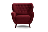 Cavadore Abby Fauteuil avec Capitonnage à Boutons, Style Rétro, Aspect Velours , 87 x 89 x 88 cm, Rouge