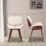 CLP Chaise de Salle à Manger Beverley Tissu, Chaise de Cuisine en Bois, avec Dossier, Fauteuil rembourré, Couleur:Noyer/crème