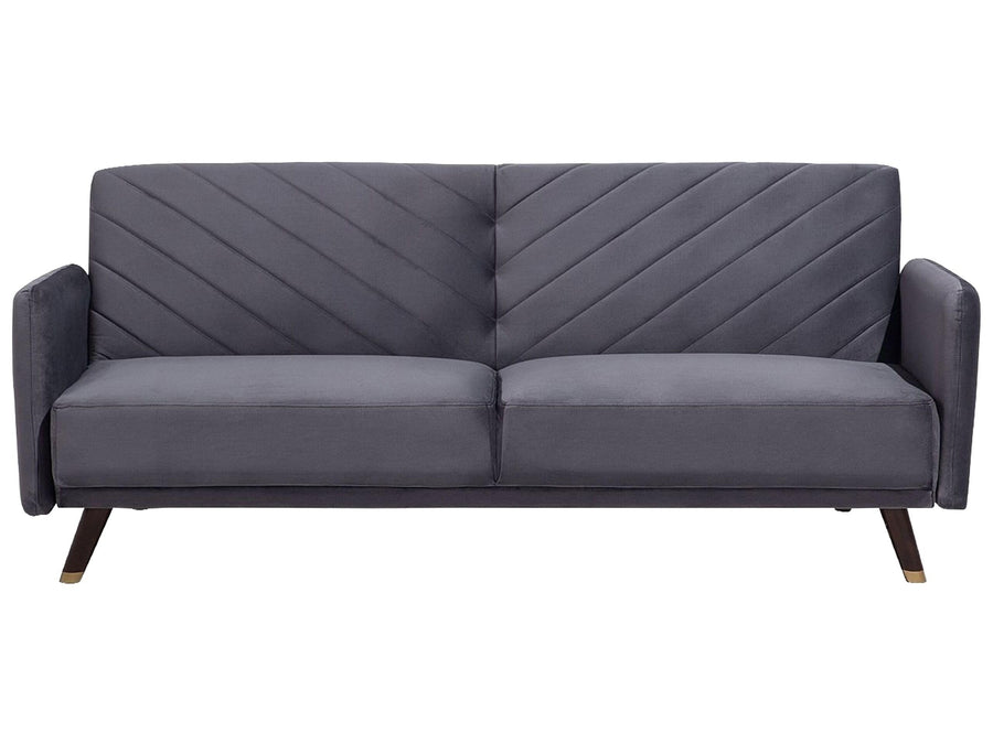 Canapé Convertible Clic Clac 3 Places en Velours Gris avec Espace de Couchage Confortable Idéal pour Salon au Style Glamour et Rétro Beliani Canapé Convertible Clic Clac 3 Places en Velours Gris avec Espace de Couchage Confortable Idéal pour Salon au Style Glamour et Rétro Beliani
