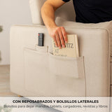 Nalui Nest 2 canapés lit 2 Places 3 en 1 avec Dossier réglable et 2 oreillers, supporte jusqu'à 240 kg, canapé 2 Places Convertible en lit de 120 x 190 cm, Beige