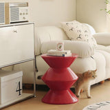 Petite table d'appoint ronde en plastique moderne et légère pour salon et chambre à coucher, design unique, table basse fonctionnelle (rouge)