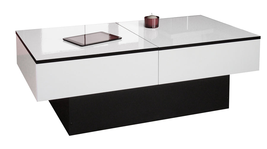 Berlioz Creations Amelie Table Basse, Blanc Brillant/Noir, 94 x 9 x 60 cm, Fabrication 100% Française Berlioz Creations Amelie Table Basse, Blanc Brillant/Noir, 94 x 9 x 60 cm, Fabrication 100% Française