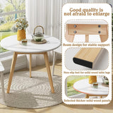 Table de salle à manger ronde de style rétro moderne en bois de hêtre - Blanc - 40 x 40 x 46 cm - Table en bois pour salle à manger