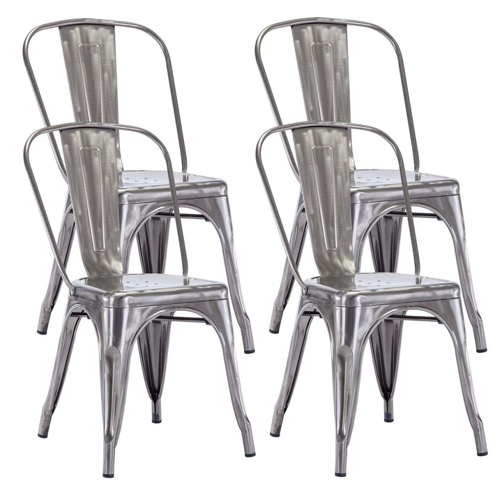 DUHOME Chaise de Salle à Manger Lot de 4 Chaise de Cuisine Empilable Tabouret en Métal Siège avec Dossier pour Bar Café Salon Restaurant, Métallique DUHOME Chaise de Salle à Manger Lot de 4 Chaise de Cuisine Empilable Tabouret en Métal Siège avec Dossier pour Bar Café Salon Restaurant, Métallique