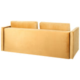 Canapé Lit en Velours Jaune avec Rangement 3 Places Coussins Déhoussables Eksjo