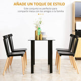 HOMCOM Lot de 4 chaises de salle à manger de style nordique avec dossier haut, siège en polypropylène et pieds en bois de hêtre, charge 120 kg, 48 x 52,5 x 83 cm, noir