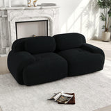 KOMHTOM Petit Canapé 2 Places en Velours Côtelé avec Coussins Confortables, Accoudoir Courbe et Rembourré - Canapé Modulable Moderne (Noir)