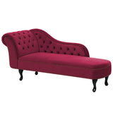 Chaise Longue Côté Gauche Méridienne en Velours Rouge Glamour Elégant Salon Nimes