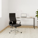 CLP Chaise De Bureau Kolumbus en Véritable Cuir I Fauteuil De Bureau Réglable en Hauteur Pivotant Piètement Mécanisme A Bascule Intégré, Couleur:Noir