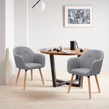 WOLTU 1x Chaise de Salle à Manger, Moderne Chaise de Cuisine, Fauteuil scandinave, Chaise Coiffeuse, pour Salle de Séjour, Chambre à Coucher, Cuisine, en Lin et Bois Massif Gris Clair BH94hgr-1