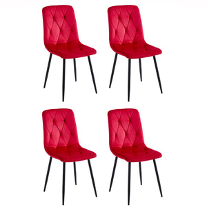 Casa Vital Lot de 4 chaises de salle à manger Tamara 43 x 54 x 91 cm, rembourrées avec tissu doux, coutures décoratives sur le dossier et l'assise, pieds en métal, capacité de charge 120 kg, rouge