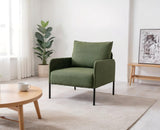 chairus Petit Canapé 1 Place Moderne Design, Fauteuil de Salon avec Pieds en Métal, Fauteuil Scandinave en Lin pour Salon Chambre Bureau, Vert