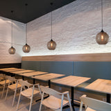 Suspension boule de verre simple, suspension industrielle vintage E27 Loft Bar Plafonnier, mini lustre globe 1 lumière pour cuisine salle à manger chambre (marron)