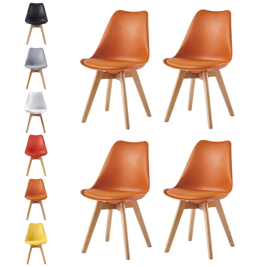 mcc direct Eva Lot de 4 chaises de salle à manger, de cuisine, de bureau, de salon Orange mcc direct Eva Lot de 4 chaises de salle à manger, de cuisine, de bureau, de salon Orange