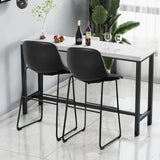 RFIVER Lot de 2 Tabouret de Bar, Chaise de Salle à Manger de Style Vintage Confortable avec Siège en Cuir PU et Base en Métal Robuste pour Cuisine Salon, Noir