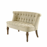Loberon Weralin - Canapé Chesterfield classique à carreaux - Rembourrage fixe - Lin, coton, chêne - Beige