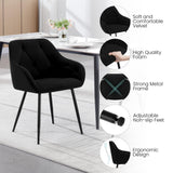 WOLTU Lot de 2 Chaises de Salle à Manger, Chaises de Cuisine Rembourrées avec Dossier, Accoudoirs, Pieds en Métal, pour Salon, Bureau, Coiffeuse, en Velours, Noir, EZS02sz-2