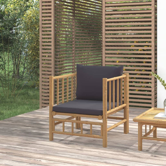 Générique Canapé de Jardin avec Coussins Gris foncé Bambou,Meubles,Mobilier de Jardin,Sièges de Jardin,Éléments pour canapés modulables de Jardin,Gris,24.36 LB,362311