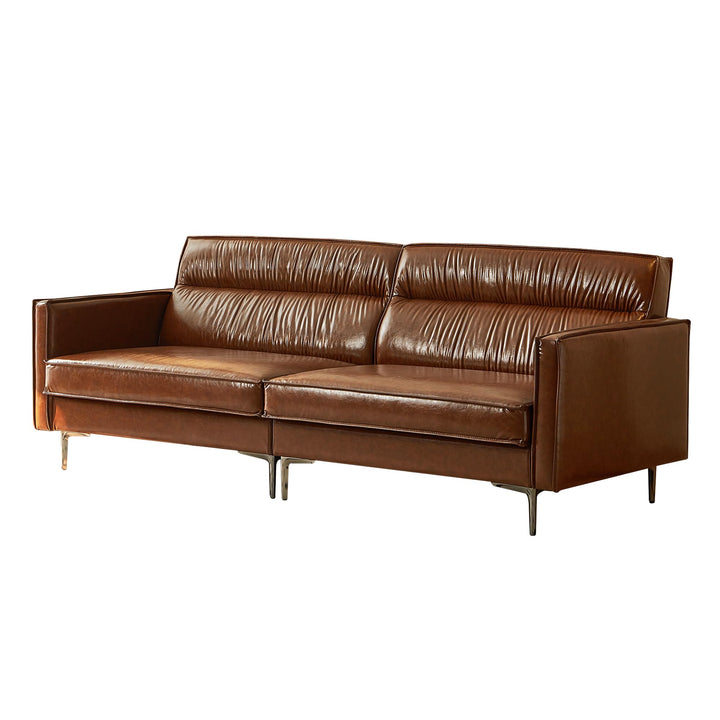 OLEYLUCKIDEA Canapé 3 Places Vintage en Cuir Marron Huilé – Canapé en Simili Cuir Style Rétro pour Salon, 220 cm, Canapé Droit Design Industriel, Confortable & Élégant OLEYLUCKIDEA Canapé 3 Places Vintage en Cuir Marron Huilé – Canapé en Simili Cuir Style Rétro pour Salon, 220 cm, Canapé Droit Design Industriel, Confortable & Élégant