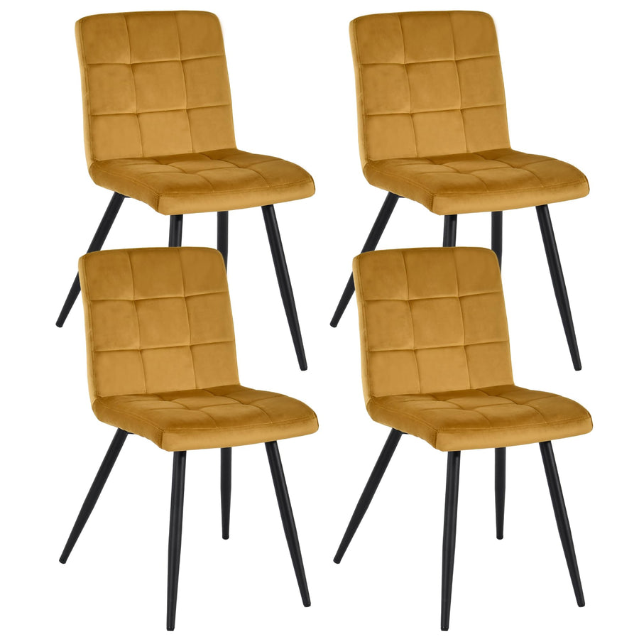 DUHOME Chaise Salle à Manger Lot de 4 Chaise Cuisine avec Dossier Tabouret Coiffeuse Velours Siège Capitonnée pour Salon Chambre Restaurant, Jaune DUHOME Chaise Salle à Manger Lot de 4 Chaise Cuisine avec Dossier Tabouret Coiffeuse Velours Siège Capitonnée pour Salon Chambre Restaurant, Jaune