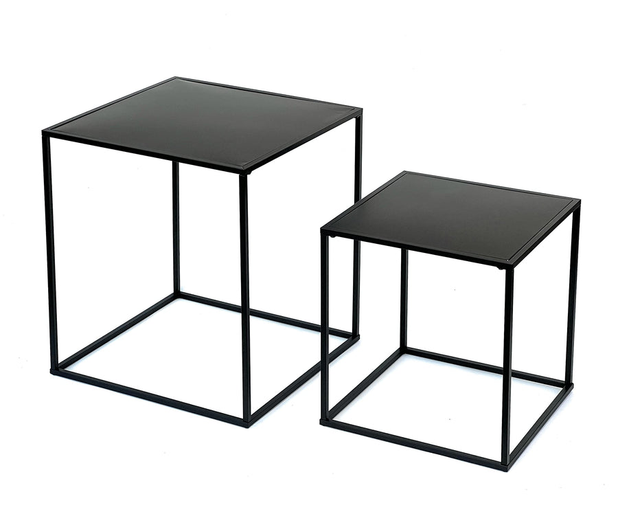 DanDiBo Lot de 2 tables basses en métal noir pour salon 96252 Table d DanDiBo Lot de 2 tables basses en métal noir pour salon 96252 Table d'appoint 52 cm et 42 cm