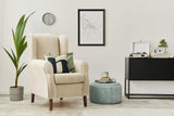 Sueños ZZZ Carla Fauteuil à oreilles tapissé en tissu anti-taches Couleur beige 104 x 77 x 75 cm Idéal pour lire, regarder la télévision ou allaiter