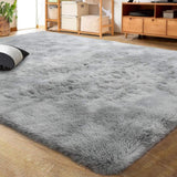 Tinyboy-hbq Tapis Chambre Modernes Tapis de Salon Soft Tapis à Poils Longs Shaggy Antidérapant Intérieur Moelleux épais (Gris Blanc, 160 x 230 cm)