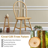 Lot de 4 chaises de salle à manger Windsor en bois d'hévéa massif avec dossier de broche, chaises de style campagnard pour cuisine, restaurant et bistrot, finition bois naturel