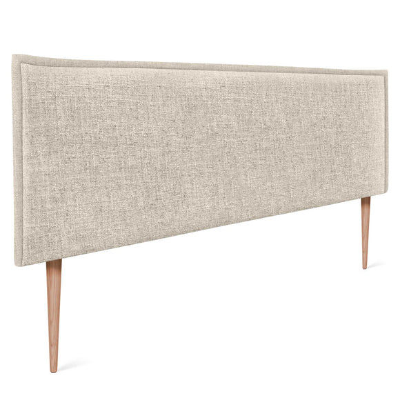 DHOME Tête de lit tapissée en lin naturel uni avec passepoil 160 x 105 cm avec pieds pour lits de 150/160 cm