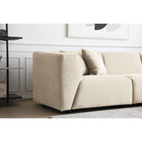 CONCEPT USINE | Canapé Modulable en Velours Côtelé | 3 Places + 1 Pouf | Monroe Beige | Style Moderne et Ultra Tendance | Large Assise et Pouf Modulable | Revêtement : Tissu 100% Polyester