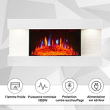 BALDERIA Cheminée murale électrique Ida avec effet flamme 3D | Chauffage électrique 1800 W | avec télécommande, contrôle de démarrage, minuterie et thermostat | Blanc