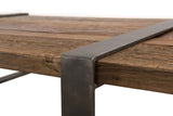 MACABANE LEONCE - Table Basse Multi-Planches Marron Bois Massif cerclée métal Gris Anthracite