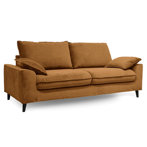 Oviala Canapé en Velours 3 Places Noisette