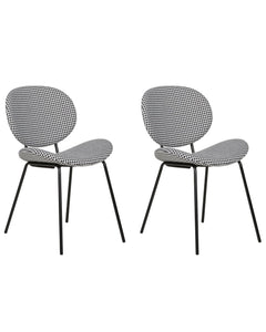Lot de 2 Chaises de Salle à Manger Design Rétro Sans Accoudoirs en Polyester Noir et Blanc Luana