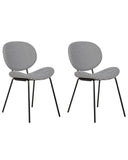 Lot de 2 Chaises de Salle à Manger Design Rétro Sans Accoudoirs en Polyester Noir et Blanc Luana