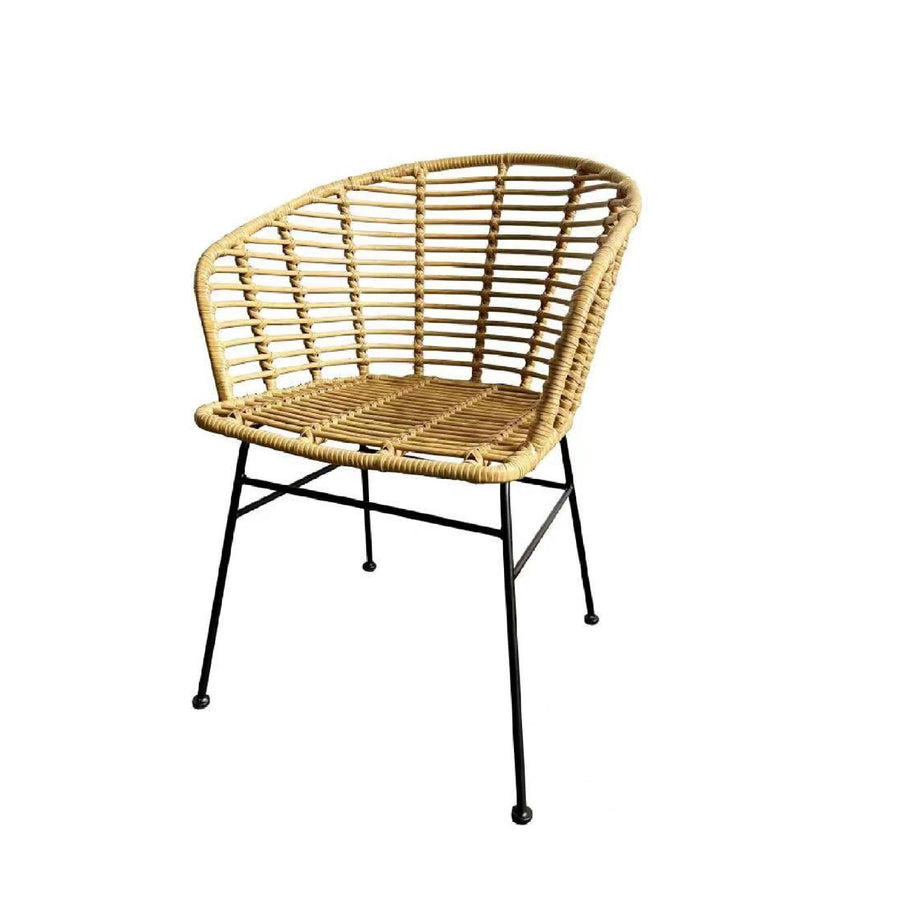 Kosmi - Fauteuil Style Nature Aspect rotin en résine tressée et Pieds en métal Noir Kosmi - Fauteuil Style Nature Aspect rotin en résine tressée et Pieds en métal Noir