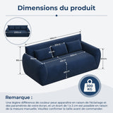 Vesgantti Canapé 3 Places Velours Côtelé sans Montage 200 x 94 x 80cm-Bleu