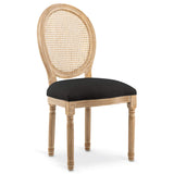 INTENSE DECO Lot de 2 chaises médaillon Louis XVI Cannage Rotin Tissu Noir