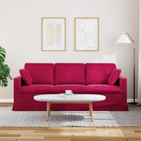 Foknhdi Canapé en velours, bordeaux, 198 x 78 x 80 cm, avec cadre en métal et accoudoirs en bois, petit canapé moderne pour salon, chambre à coucher, bureau