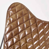 HOMESCAPES Fauteuil Papillon en Cuir véritable Marron Losanges et métal, Chaise en Cuir Vintage, Fauteuil rétro, 88 x 77 cm