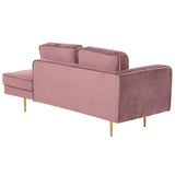 Chaise Longue Méridienne Côté Gauche en Velours Rose Clair pour Salon Glamour Beliani