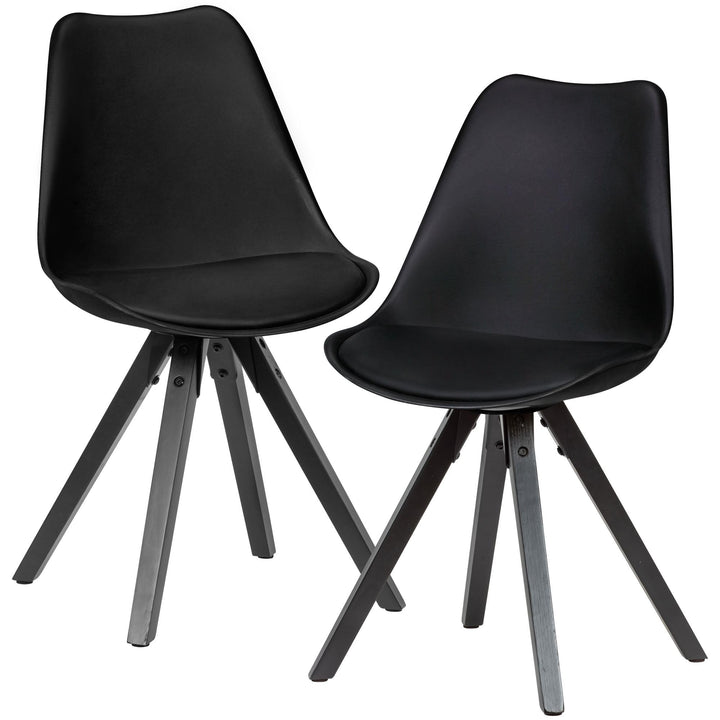 FineBuy Chaise de Salle à Manger Noir Lot de 2 Plastique/Similicuir Design Rétro | Chaise Cuisine avec Dossier et Jambes Noires | Chaise rembourrée Capacité de Charge maximale 110 kg