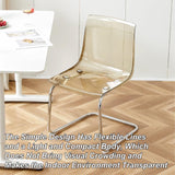 Chaise de salle à manger moderne en acrylique transparent avec cadre en métal, design minimaliste pour salle à manger, salon, bureau – Assise et dossier orange élégants
