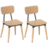 HOMCOM Lot de 2 chaises de Salle à Manger chaises de Cuisine Modernes avec Pieds en Acier et Dossier incurvé pour Salle à Manger, Chambre, Salon, Effet Bois Naturel