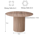 BenyLed Table de Salle à Manger Ronde de 120 cm pour 4-6 Personnes, Table de Cuisine Fermière avec Base Cylindrique, Plateau en MDF et Socle à Lattes en Bois (Grain de Bois Clair)