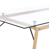 Table de Salle à Manger Design 140 x 80 cm Plateau en Verre de Sécurité et Pieds Métalliques Effet Bois pour Intérieur Moderne et Scandinave Beliani