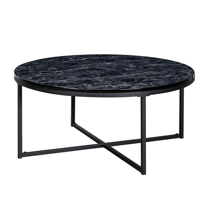 FineBuy Table Basse de Salon Effet Marbré 80x36x80 cm MDF et Metal | Grande Table de Canapé Ronde Noir | Design Table d FineBuy Table Basse de Salon Effet Marbré 80x36x80 cm MDF et Metal | Grande Table de Canapé Ronde Noir | Design Table d'appoint Moderne